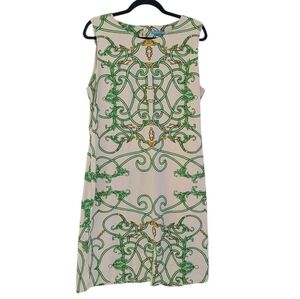 J. McLaughlin Sophia Catalina Chain Print Green and White Dress